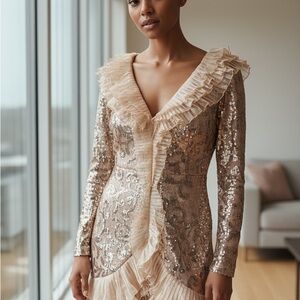 Elegant Sequin Dress with Ruffle Details
